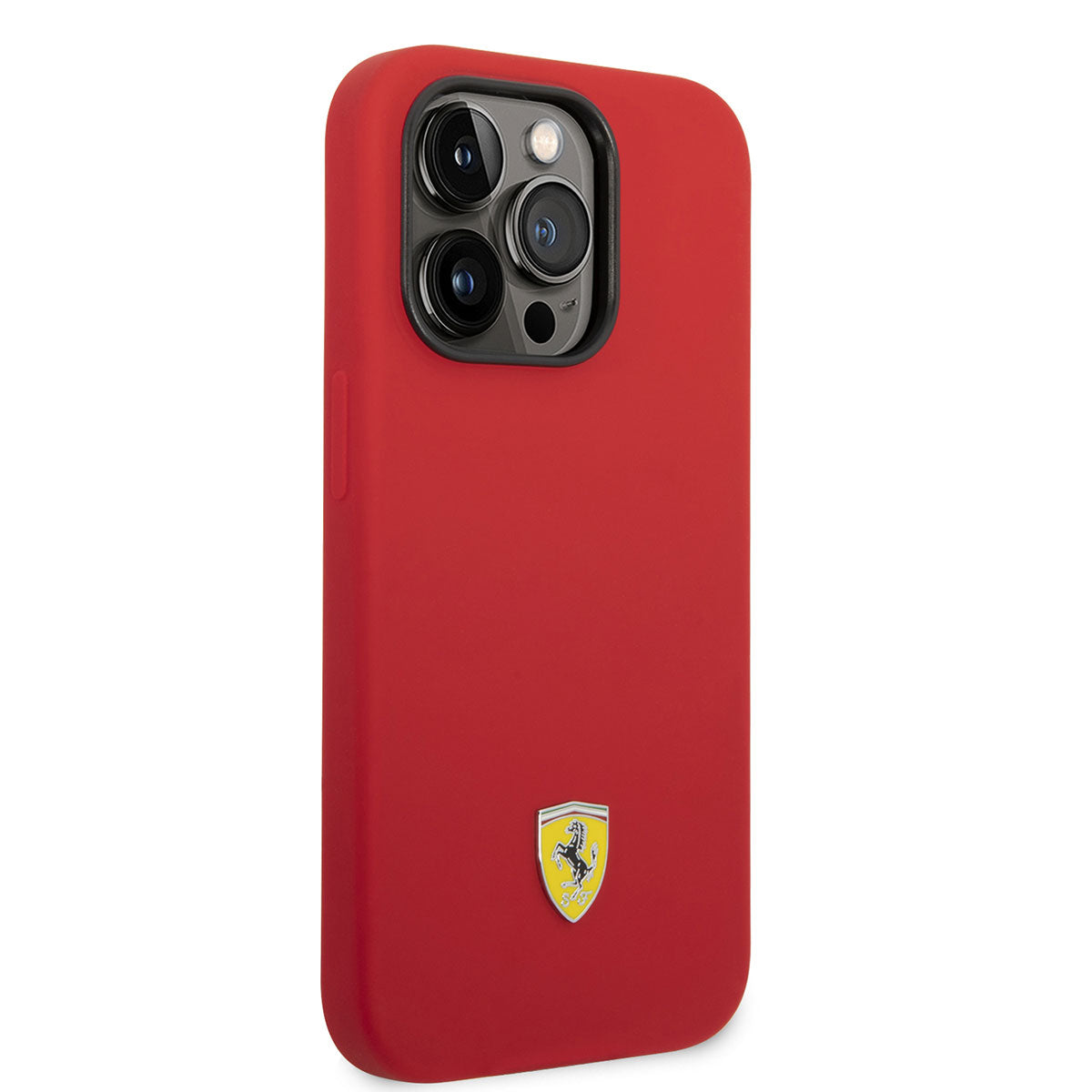 Apple iPhone 14 Pro Max Case Ferrari M-safe Charging Feature Silicone Metal Logo Design Cover Red