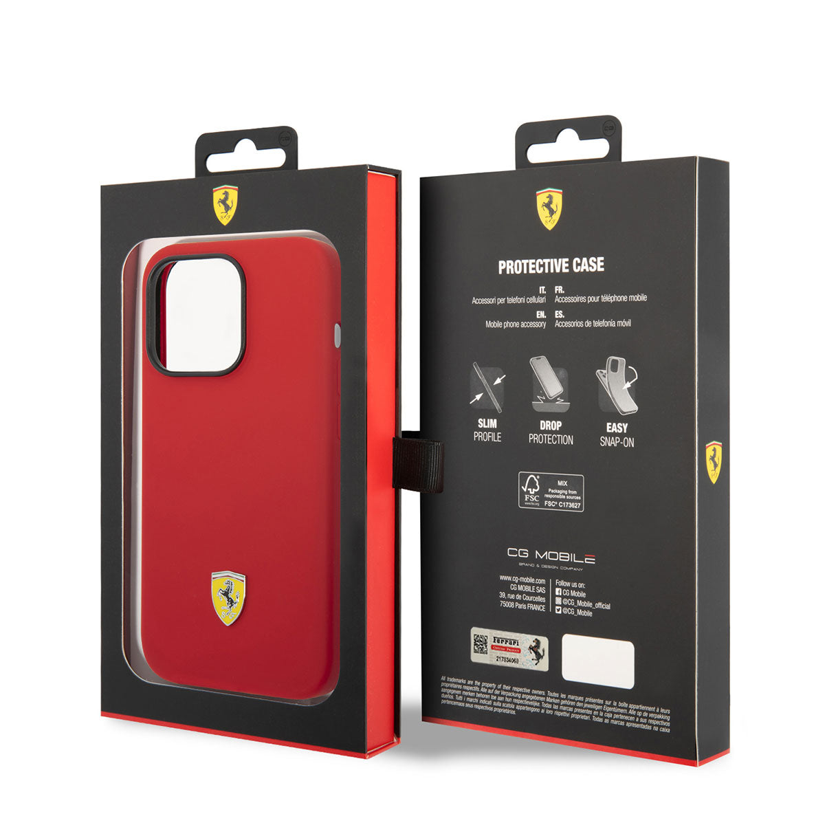 Apple iPhone 14 Pro Max Case Ferrari M-safe Charging Feature Silicone Metal Logo Design Cover Black
