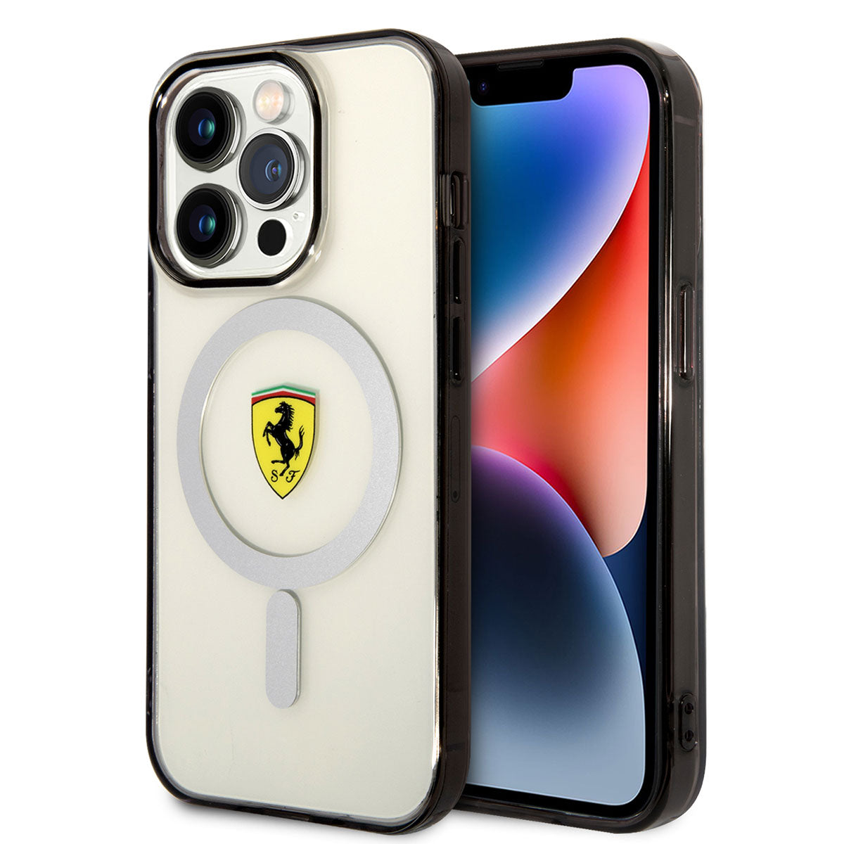 Apple iPhone 14 Pro Max Case Ferrari M-safe Charging Feature Transparent Design Cover Colorless