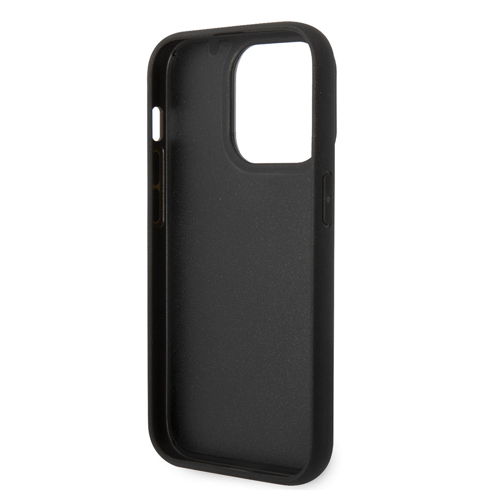 Apple iPhone 14 Pro Max Case Ferrari Original Licensed Classic Metal Logo Carbon Stripe Pattern Cover Black