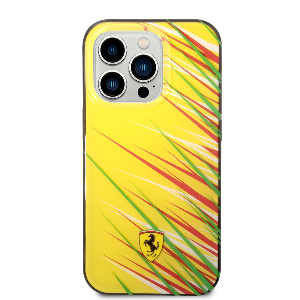 Apple iPhone 14 Pro Max Case Ferrari Original Licensed Print Logo Grass Pattern Cover Red