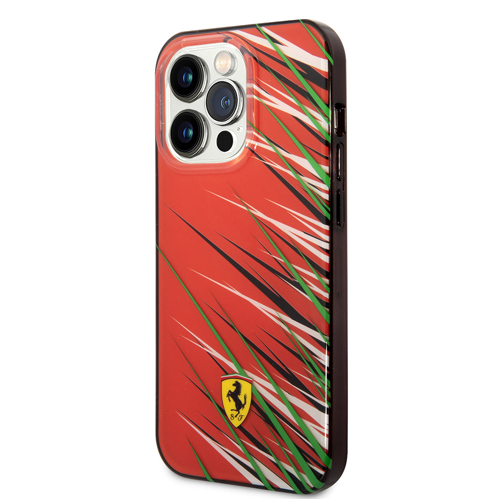 Apple iPhone 14 Pro Max Case Ferrari Original Licensed Print Logo Grass Pattern Cover Red