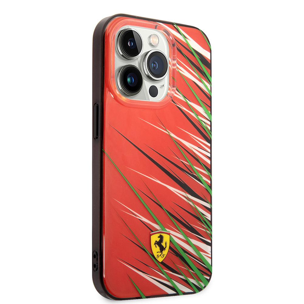 Apple iPhone 14 Pro Max Case Ferrari Original Licensed Print Logo Grass Pattern Cover Red