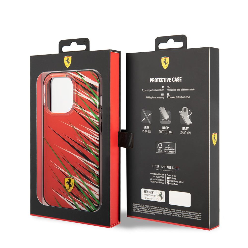 Apple iPhone 14 Pro Max Case Ferrari Original Licensed Print Logo Grass Pattern Cover Red