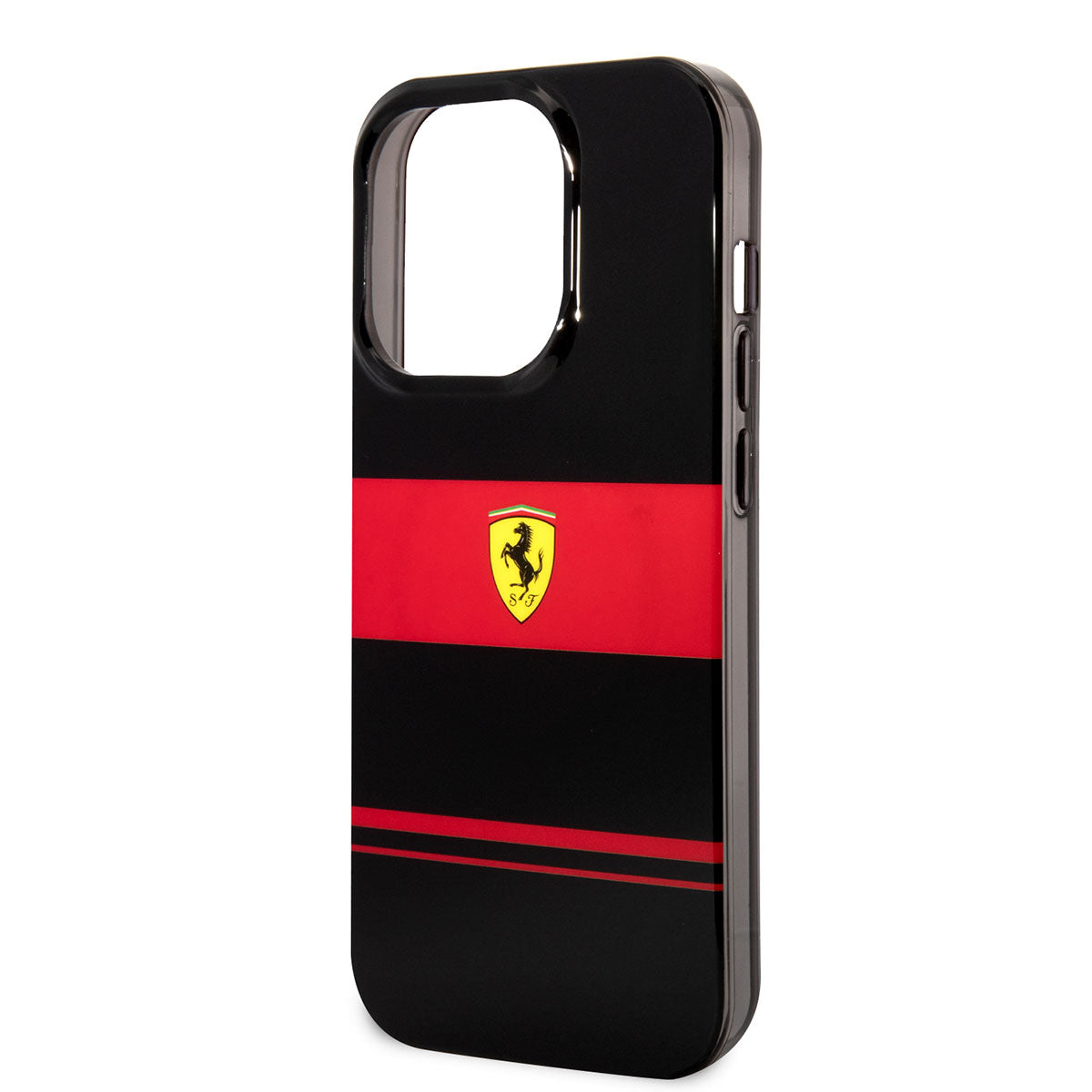 Apple iPhone 14 Pro Max Case Ferrari Original Licensed M-Safe Charging Feature Horizontal Stripe Design Cover Black
