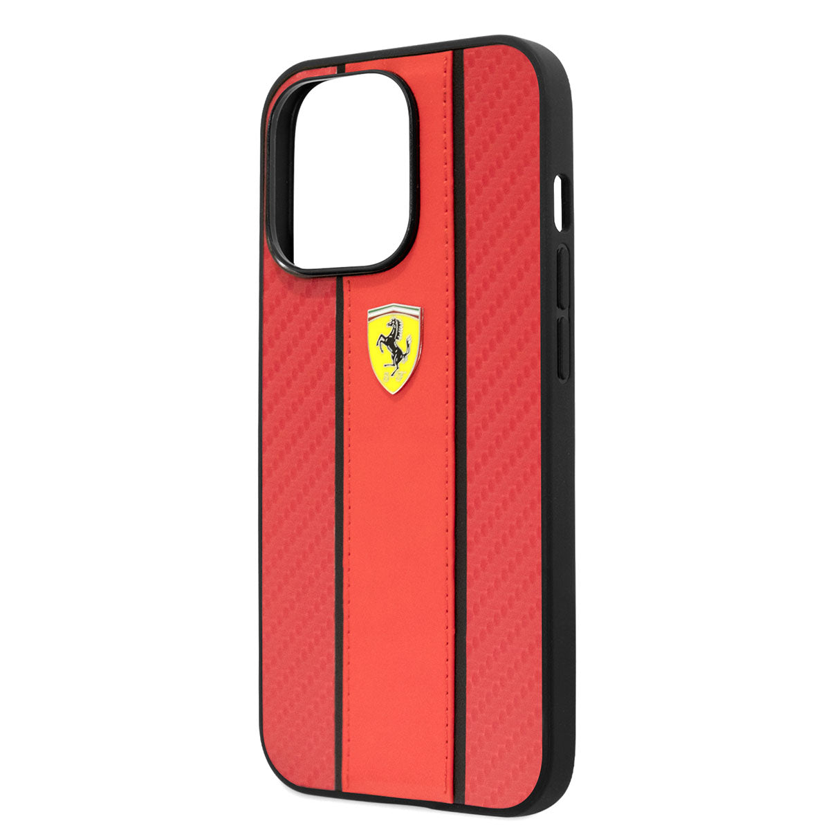 Apple iPhone 14 Pro Max Case Ferrari PU Leather and Carbon Design Cover Red