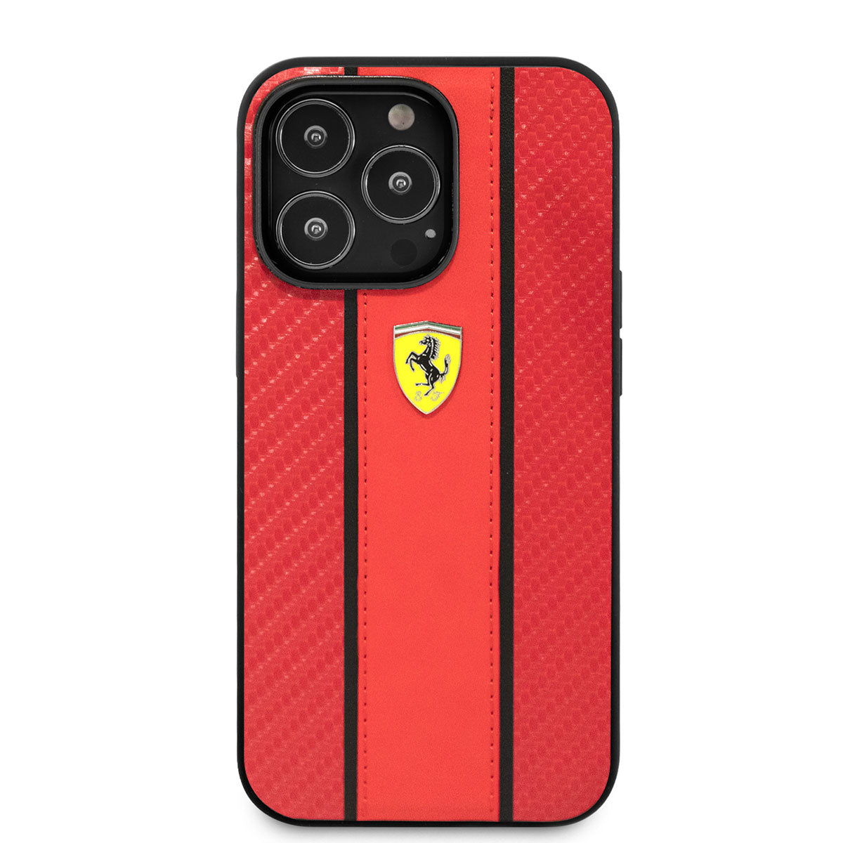 Apple iPhone 14 Pro Max Case Ferrari PU Leather and Carbon Design Cover Red