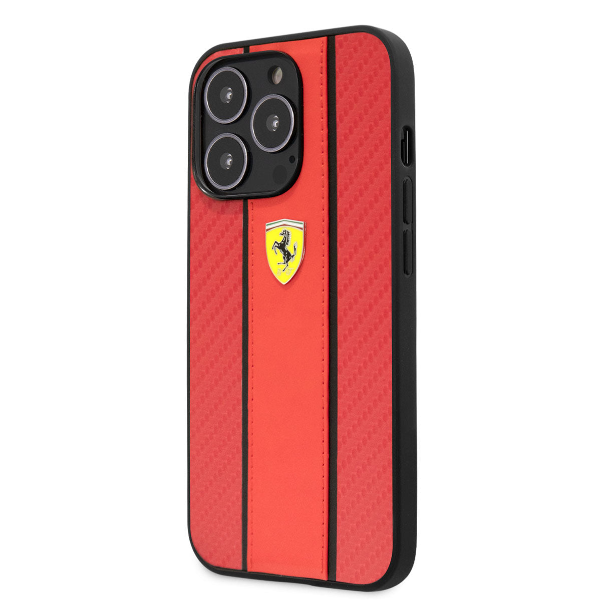 Apple iPhone 14 Pro Max Case Ferrari PU Leather and Carbon Design Cover Red