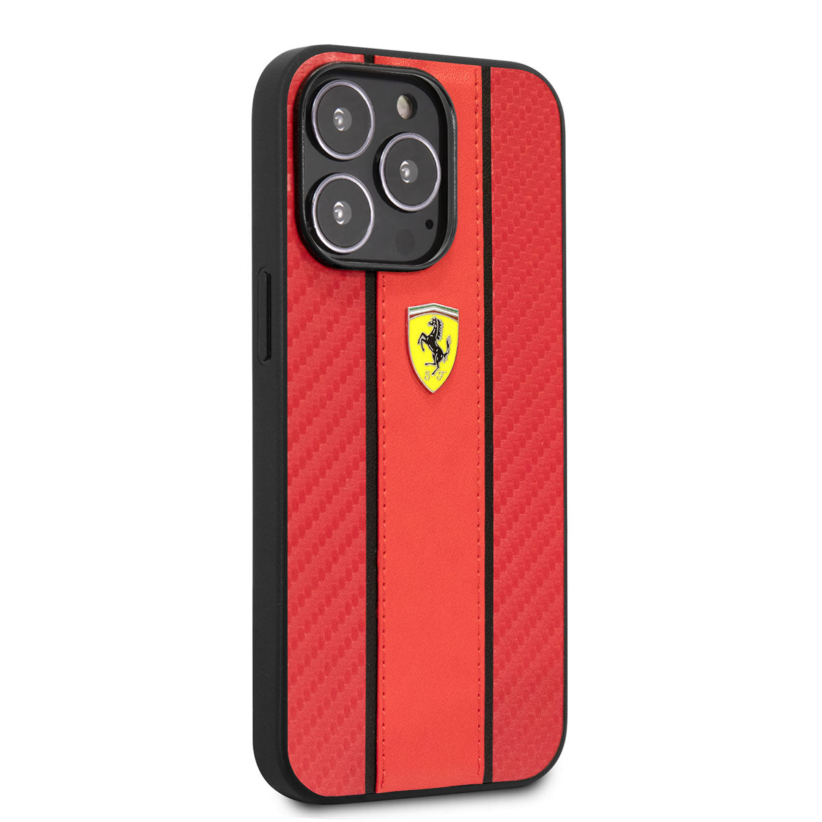 Apple iPhone 14 Pro Max Case Ferrari PU Leather and Carbon Design Cover Red