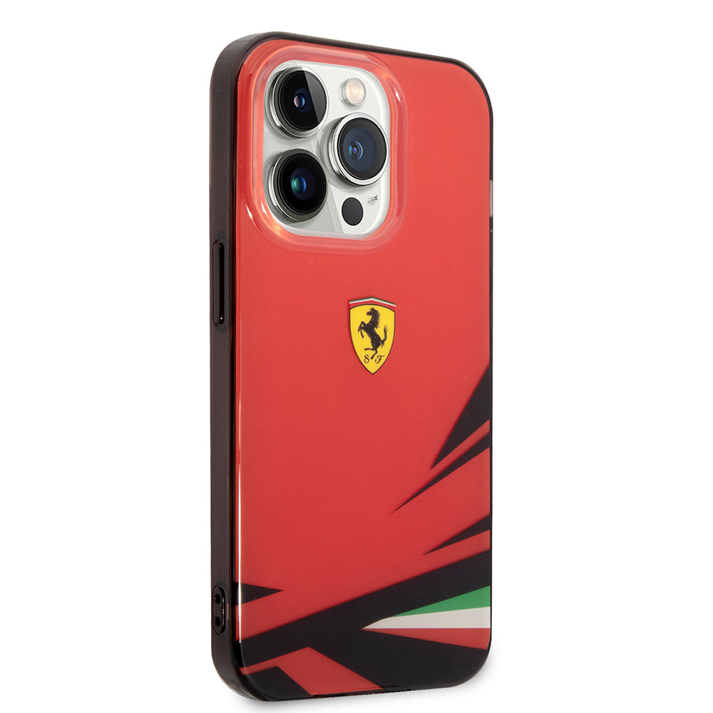 Apple iPhone 14 Pro Max Case Ferrari Yellow Italian Flag Printed Design Cover Red