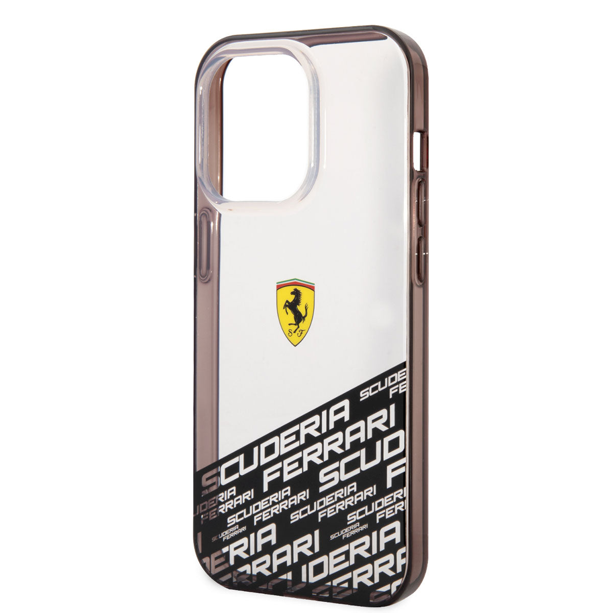 Apple iPhone 14 Pro Max Case Ferrari Transparent Bottom Printed Design Cover Silver