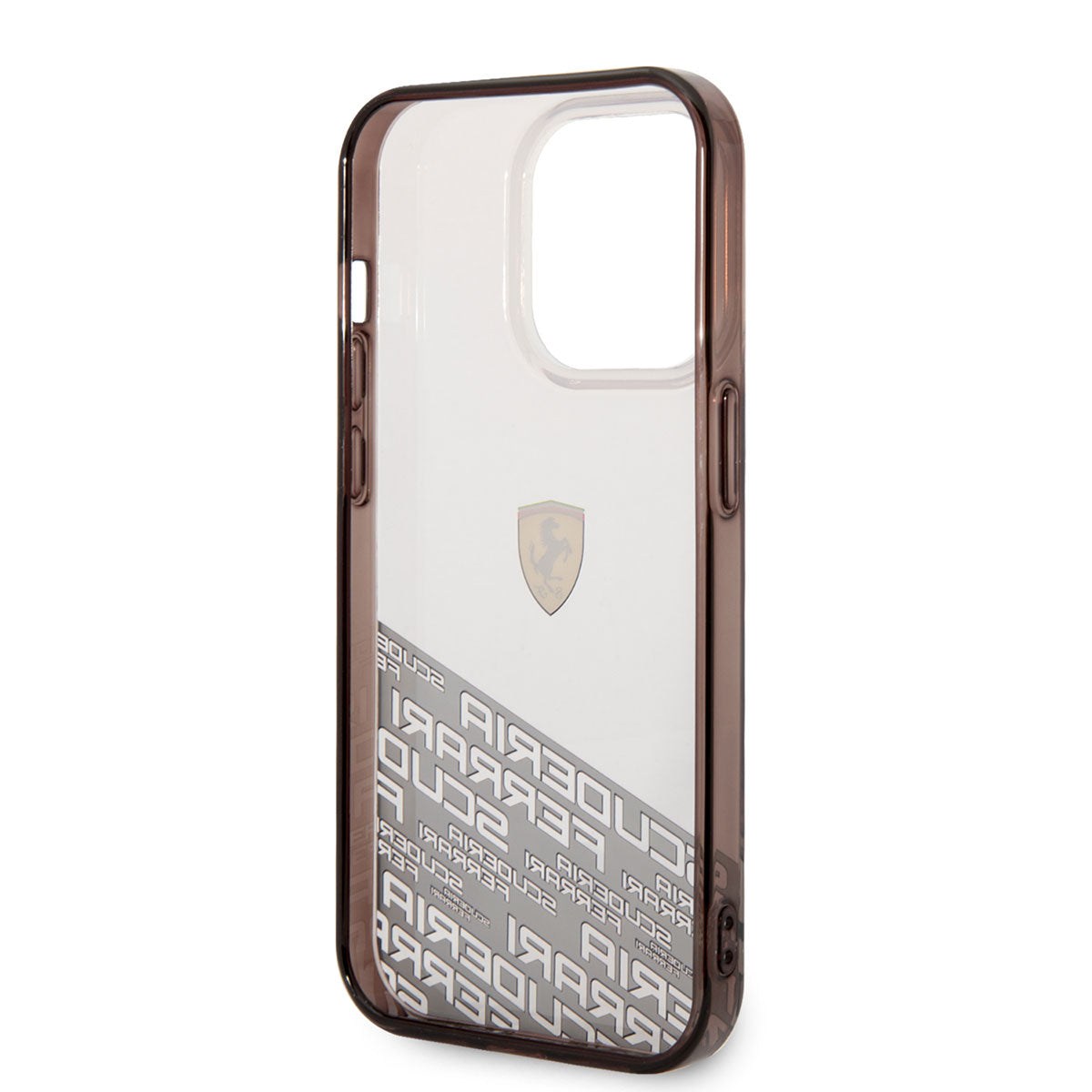 Apple iPhone 14 Pro Max Case Ferrari Transparent Bottom Printed Design Cover Silver