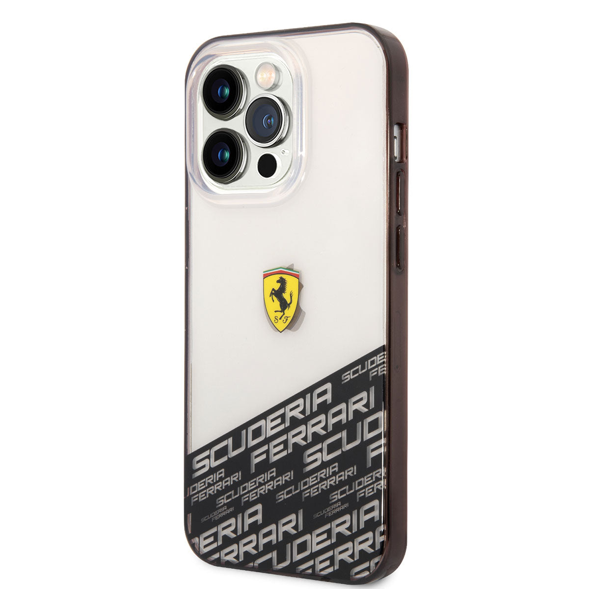 Apple iPhone 14 Pro Max Case Ferrari Transparent Bottom Printed Design Cover Silver