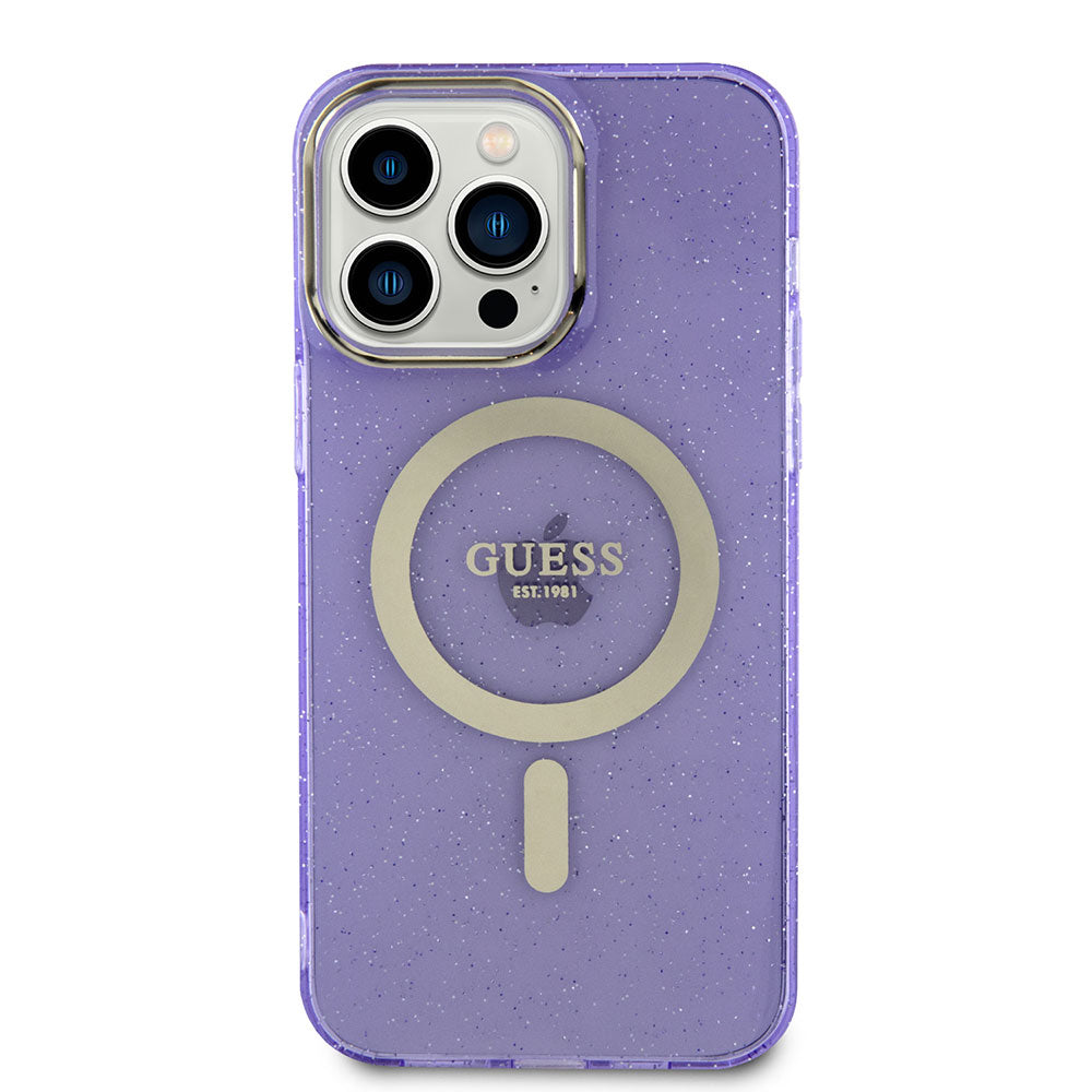 Apple iPhone 14 Pro Max Case GUESS M-safe Charging Glitter Cover Purple
