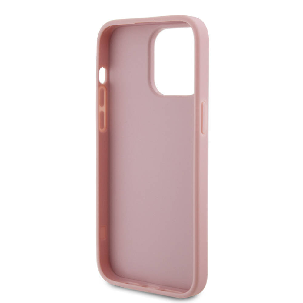 Apple iPhone 14 Pro Max Case Guess Original Licensed 4G Large Metal Logo Glitter Cover Pink