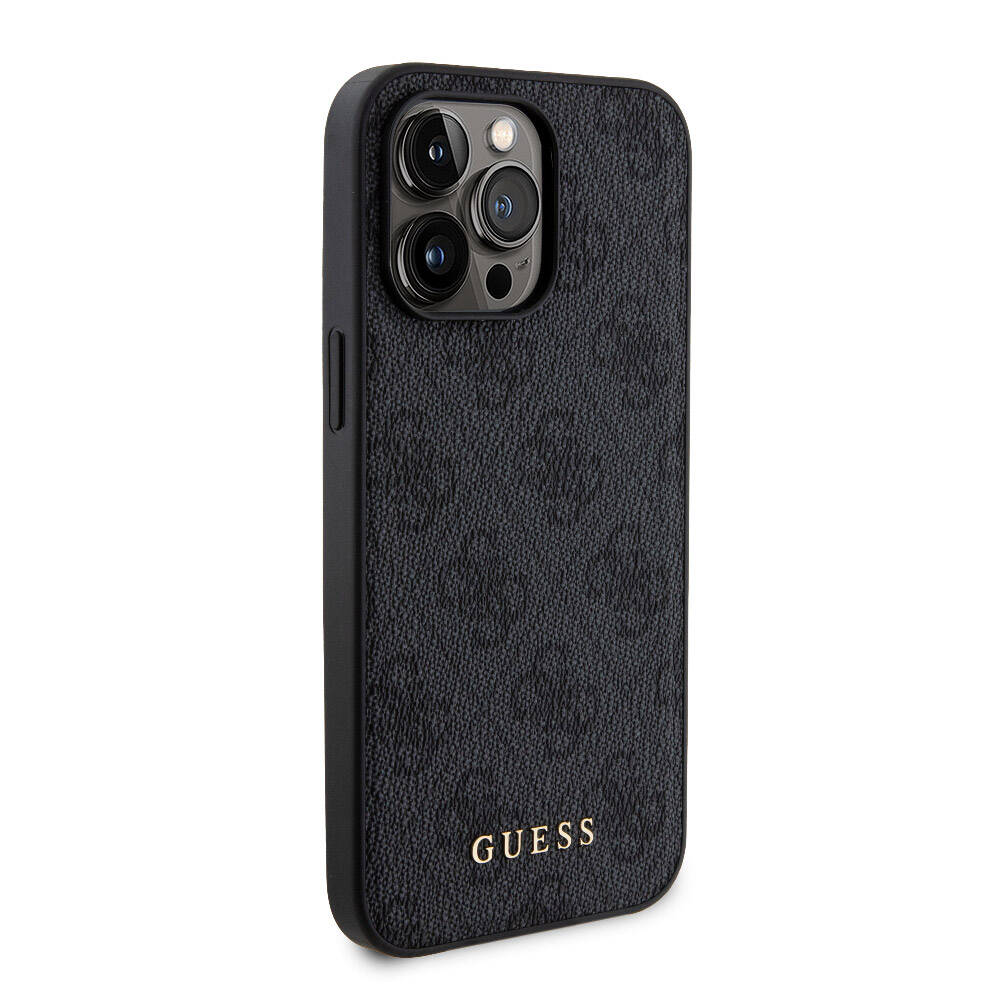 Apple iPhone 14 Pro Max Case Guess Original Licensed M-safe Charging Feature Text Logo 4G Patterned Cover + Powerbank 5000mAh 2in1 Set Brown