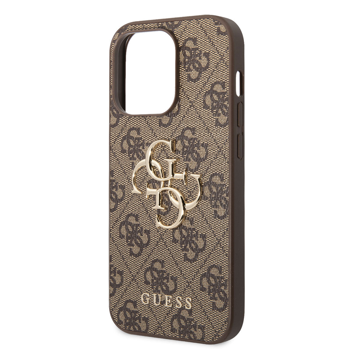 Apple iPhone 14 Pro Max Case GUESS PU Leather Large Metal Logo Design Cover Brown