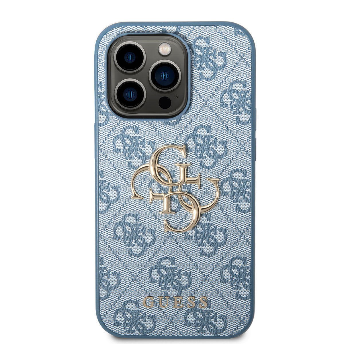 Apple iPhone 14 Pro Max Case GUESS PU Leather Large Metal Logo Design Cover Blue