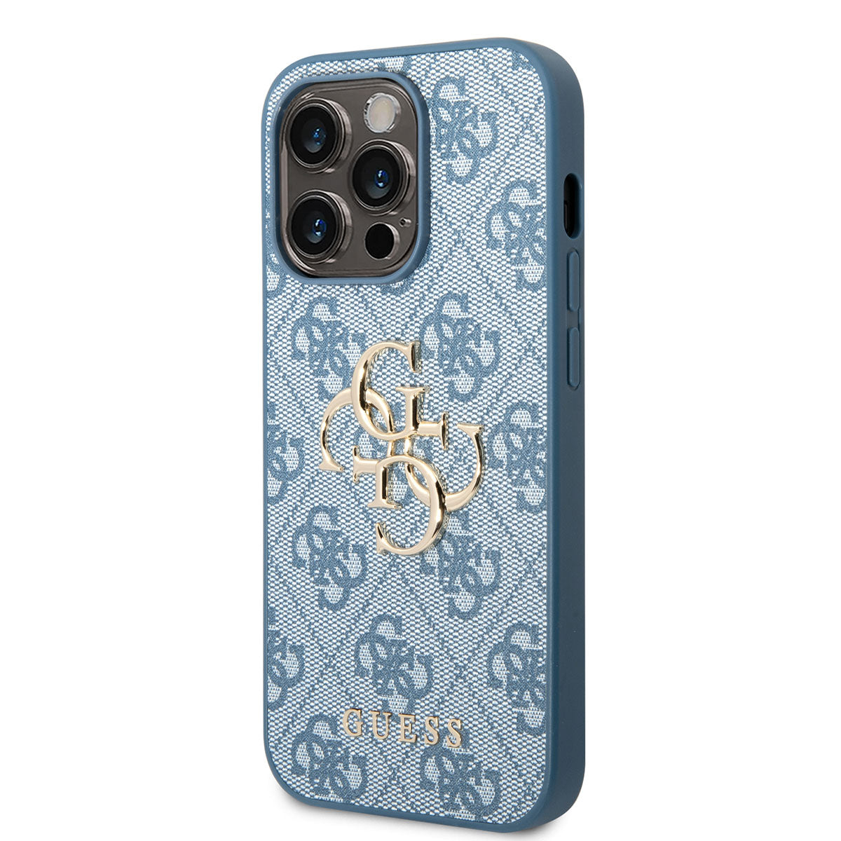 Apple iPhone 14 Pro Max Case GUESS PU Leather Large Metal Logo Design Cover Blue