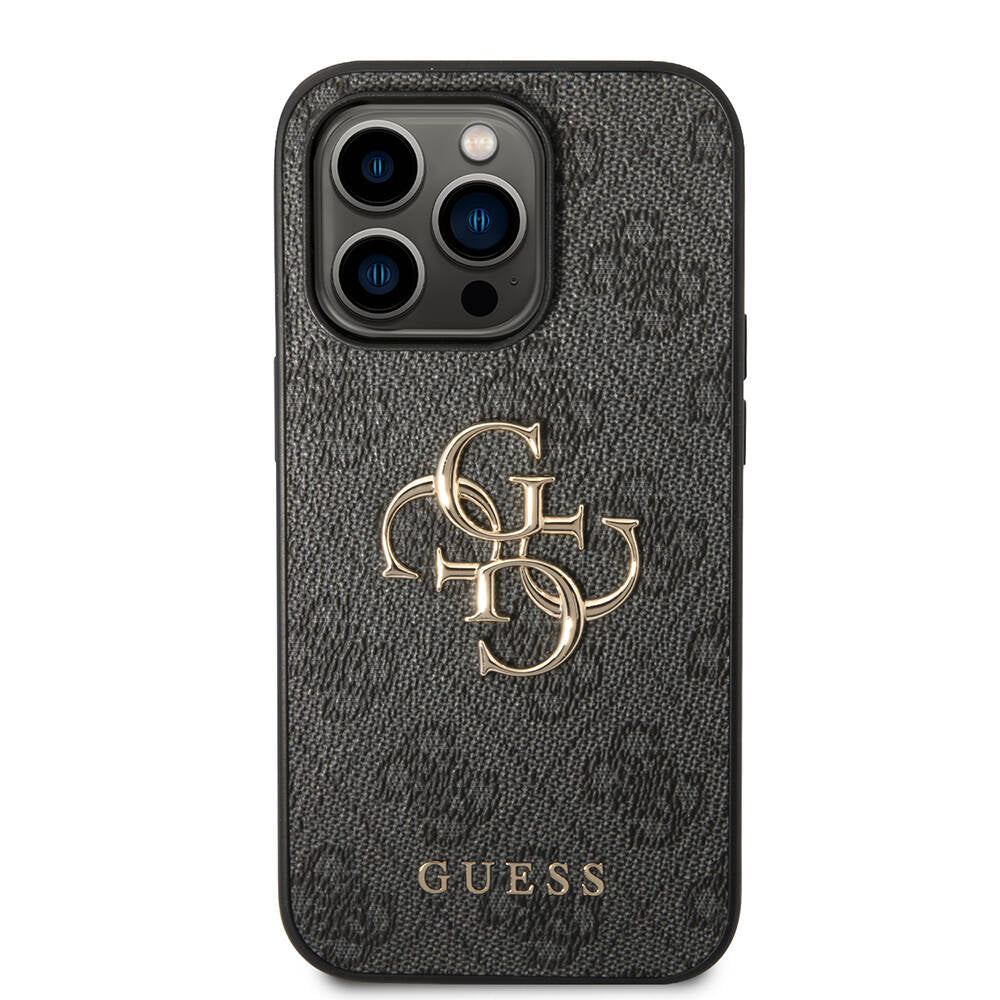 Apple iPhone 14 Pro Max Case GUESS PU Leather Large Metal Logo Design Cover Brown