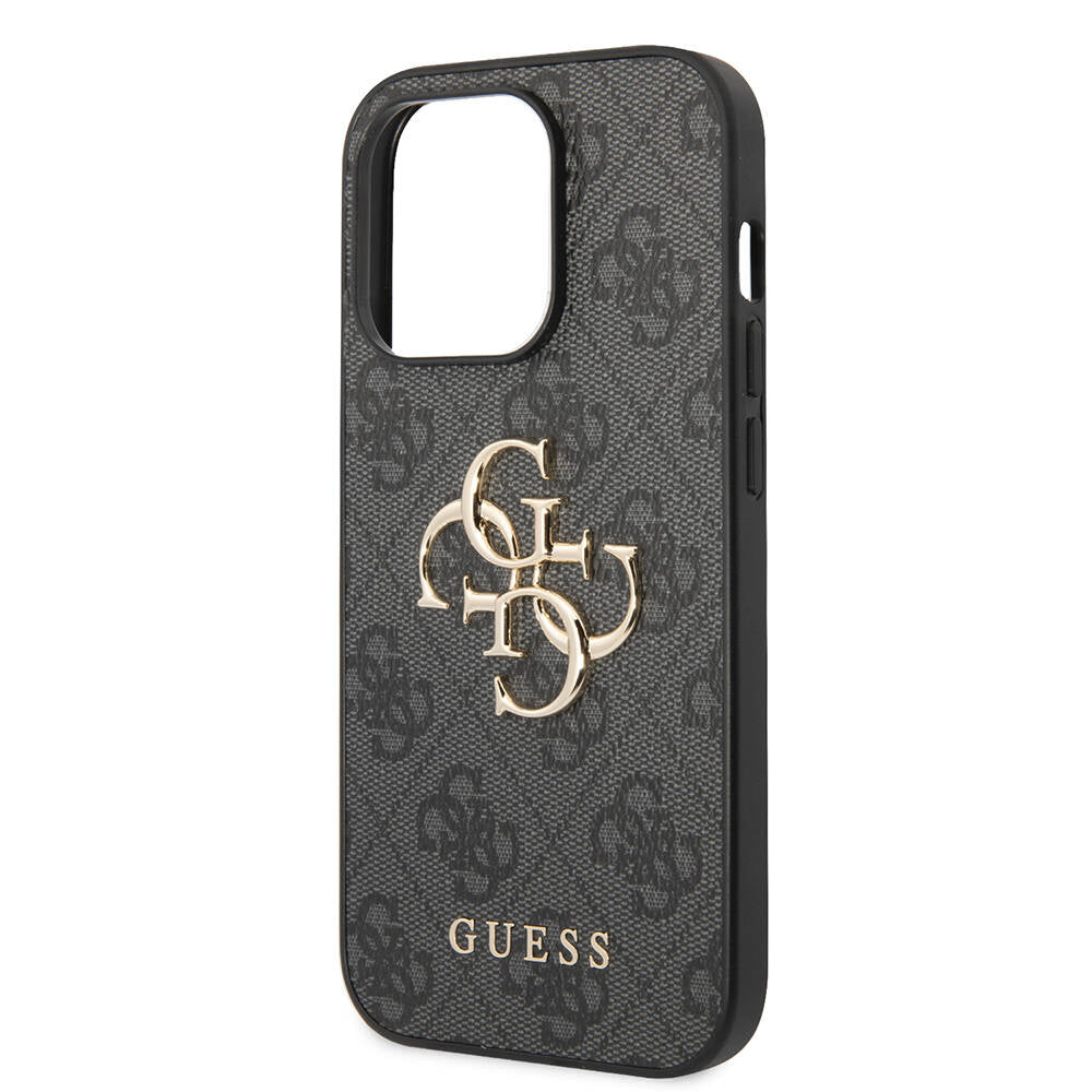 Apple iPhone 14 Pro Max Case GUESS PU Leather Large Metal Logo Design Cover Brown
