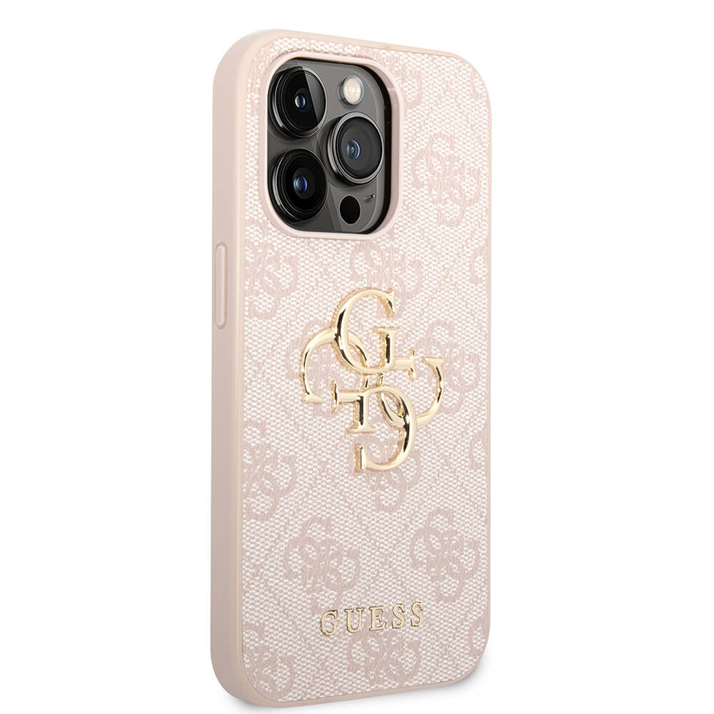 Apple iPhone 14 Pro Max Case GUESS PU Leather Large Metal Logo Design Cover Brown