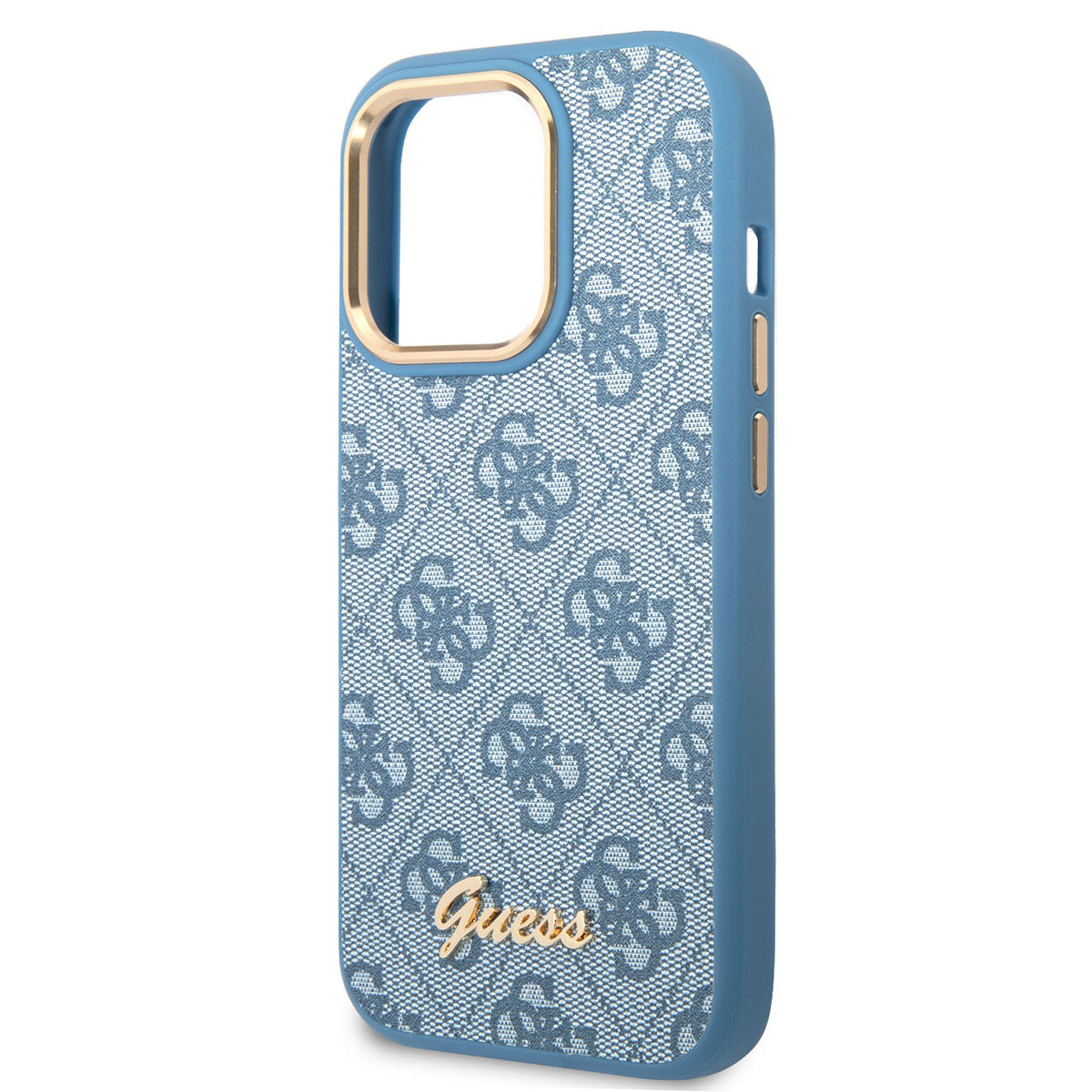 Apple iPhone 14 Pro Max Case GUESS PU Leather Metal Logo Design Cover Blue