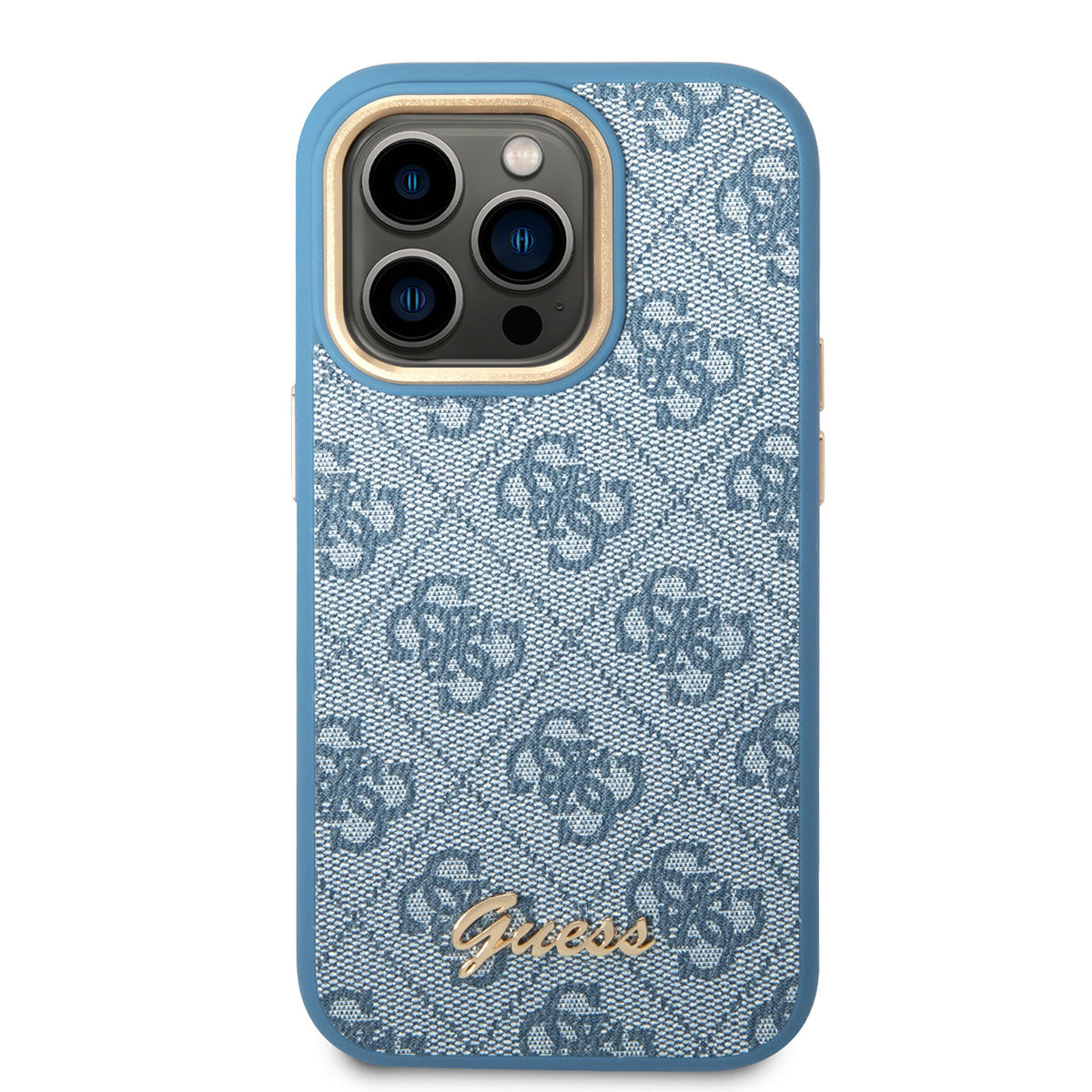 Apple iPhone 14 Pro Max Case GUESS PU Leather Metal Logo Design Cover Blue