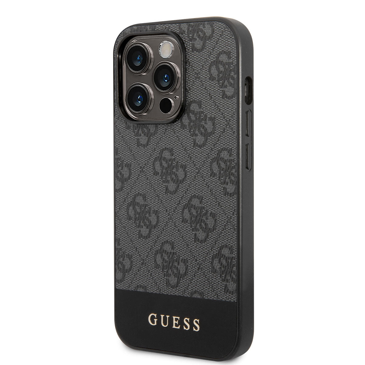 Apple iPhone 14 Pro Max Case GUESS PU Leather Stripe Logo Design Cover Gray
