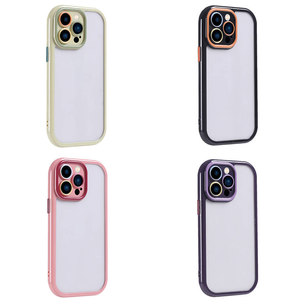 Apple iPhone 14 Pro Max Kılıf Kamera Korumalı Renkli Kenar ve Çerçeve Tasarımlı Zore Vitamin Kapak Mürdüm