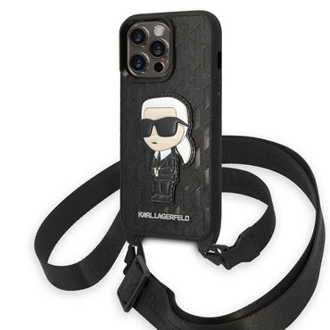 Apple iPhone 14 Pro Max Case Karl Lagerfeld Neck Strap Karl Design Cover Black