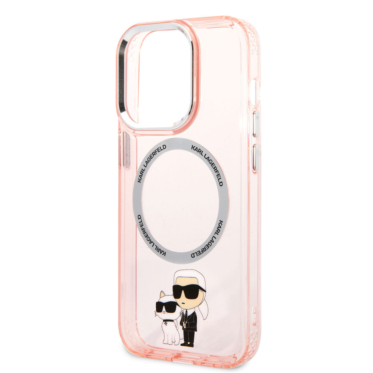 Apple iPhone 14 Pro Max Case Karl Lagerfeld M-safe Charging Feature K&C Design Cover Pink