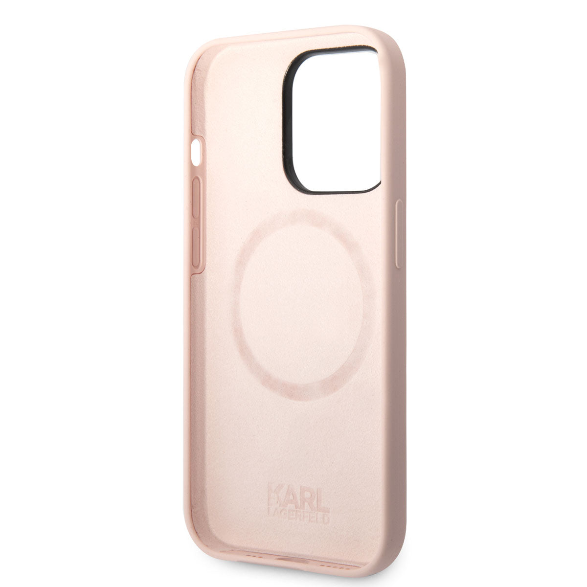 Apple iPhone 14 Pro Max Case Karl Lagerfeld M-safe Charging Feature Silicone K&C Design Cover Pink Clear