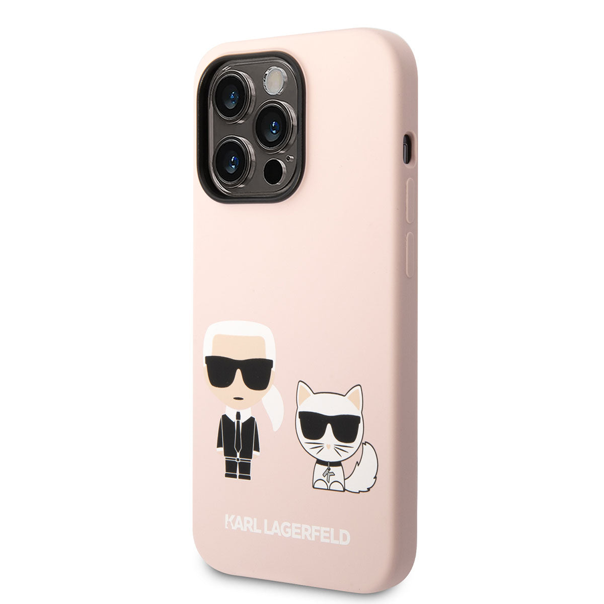 Apple iPhone 14 Pro Max Case Karl Lagerfeld M-safe Charging Feature Silicone K&C Design Cover Pink Clear