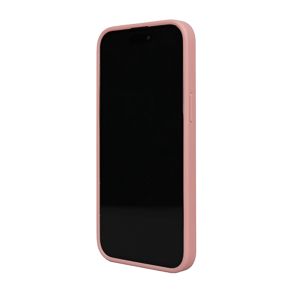 Apple iPhone 14 Pro Max Case Karl Lagerfeld Original Licensed 3D KL Printed Feathered Back Surface Saffiano Rhinestones Cover Pink