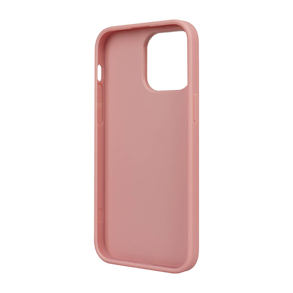 Apple iPhone 14 Pro Max Case Karl Lagerfeld Original Licensed 3D KL Printed Feathered Back Surface Saffiano Rhinestones Cover Pink
