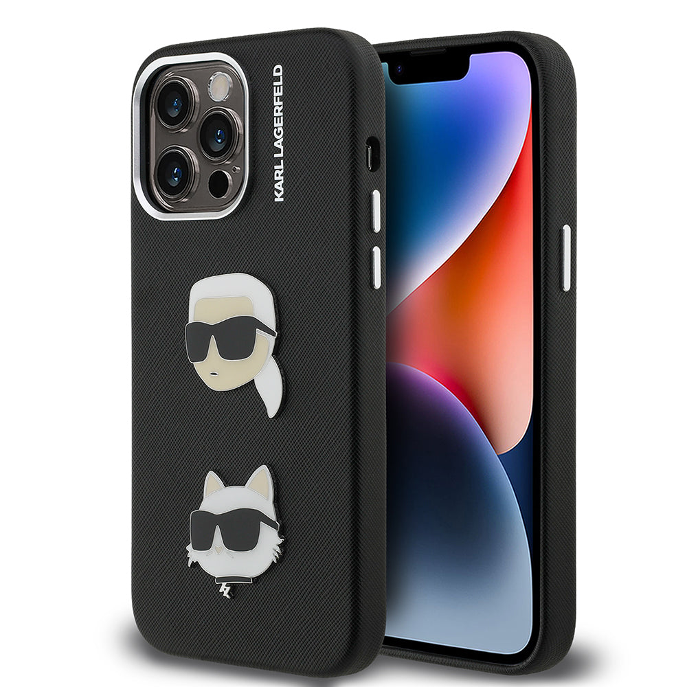 Apple iPhone 14 Pro Max Case Karl Lagerfeld Original Licensed K&C Heads Pin Cover Black