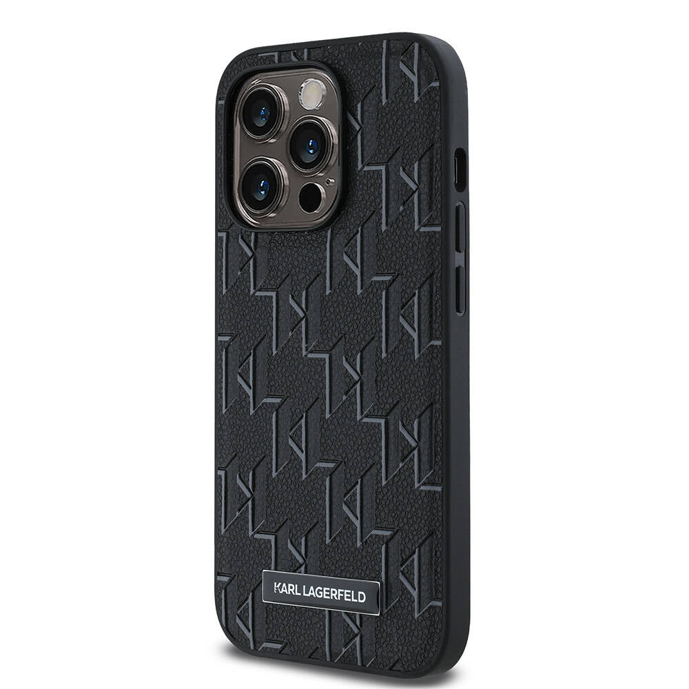 Apple iPhone 14 Pro Max Case Karl Lagerfeld Original Licensed M-safe Charging Feature KL Printed Hot Stamp Cover Cream