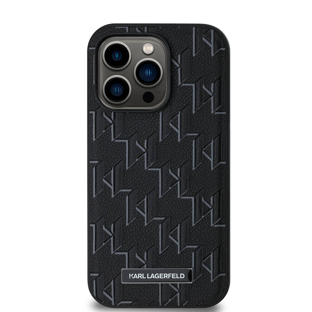 Apple iPhone 14 Pro Max Case Karl Lagerfeld Original Licensed M-safe Charging Feature KL Printed Hot Stamp Cover Cream
