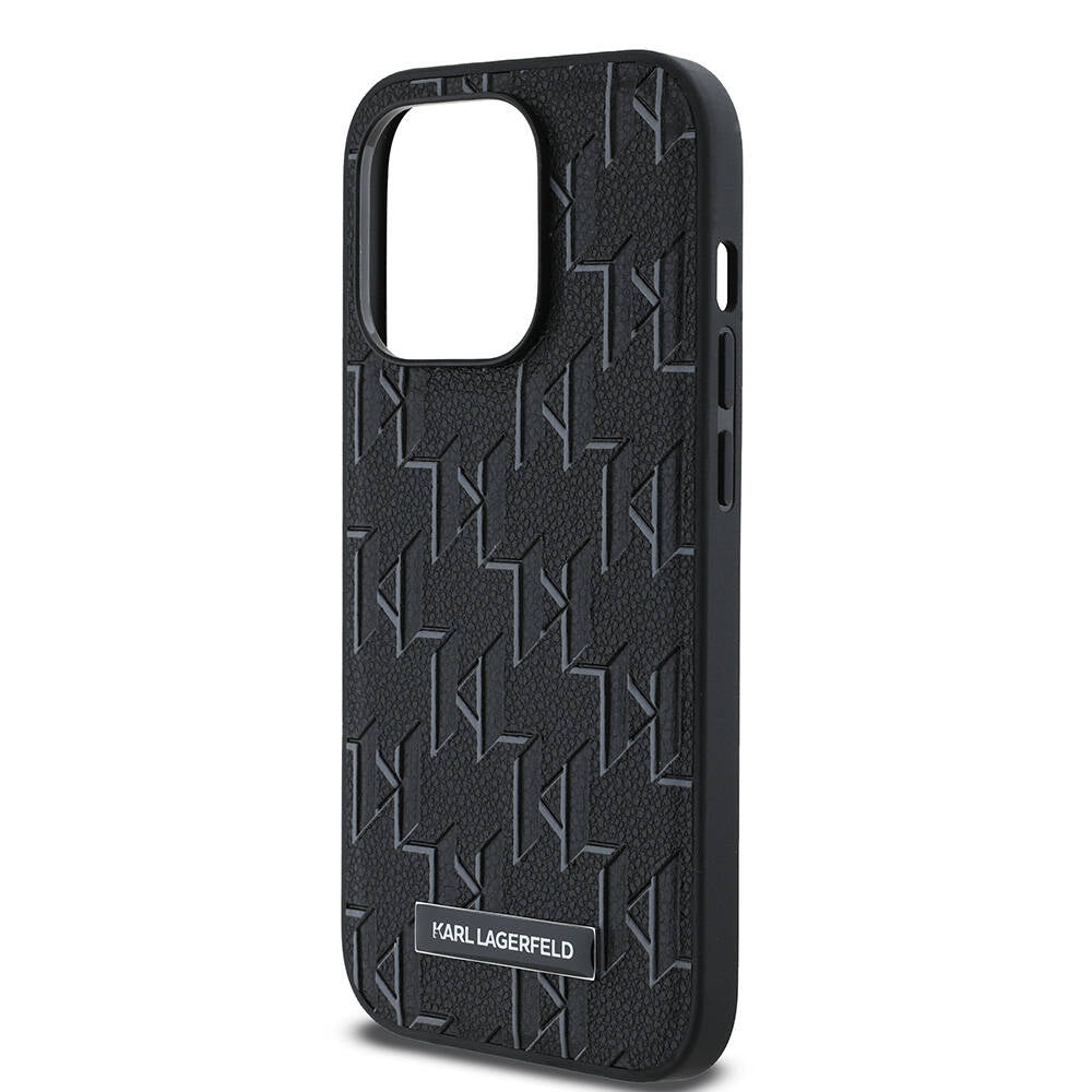 Apple iPhone 14 Pro Max Case Karl Lagerfeld Original Licensed M-safe Charging Feature KL Printed Hot Stamp Cover Cream