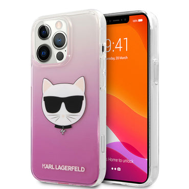 Apple iPhone 14 Pro Max Kılıf Karl Lagerfeld Sert TPU Choupette Dizayn Kapak Pembe