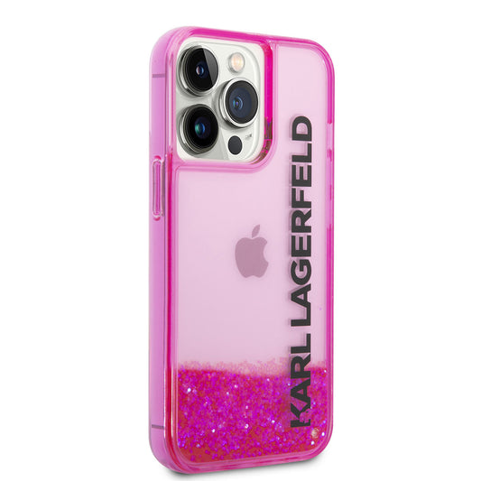 Apple iPhone 14 Pro Max Case Karl Lagerfeld Liquid Glitter Elong Design Cover Pink