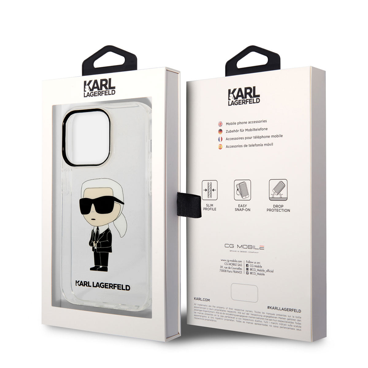 Apple iPhone 14 Pro Max Case Karl Lagerfeld Transparent Iconic Karl Design Cover Colorless