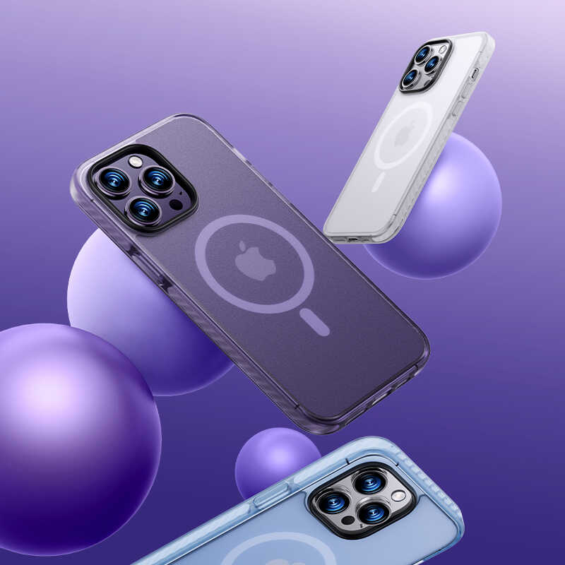 Apple iPhone 14 Pro Max Case Edges Silicone Airbag Matte Back Surface Benks Icesand Cover Purple
