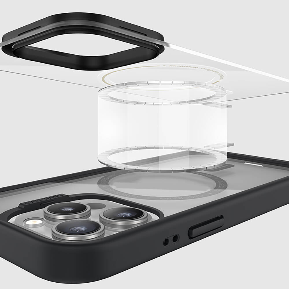 Apple iPhone 14 Pro Max Kılıf M-safe Şarj Özellikli Casebang Body Frame Kapak Siyah