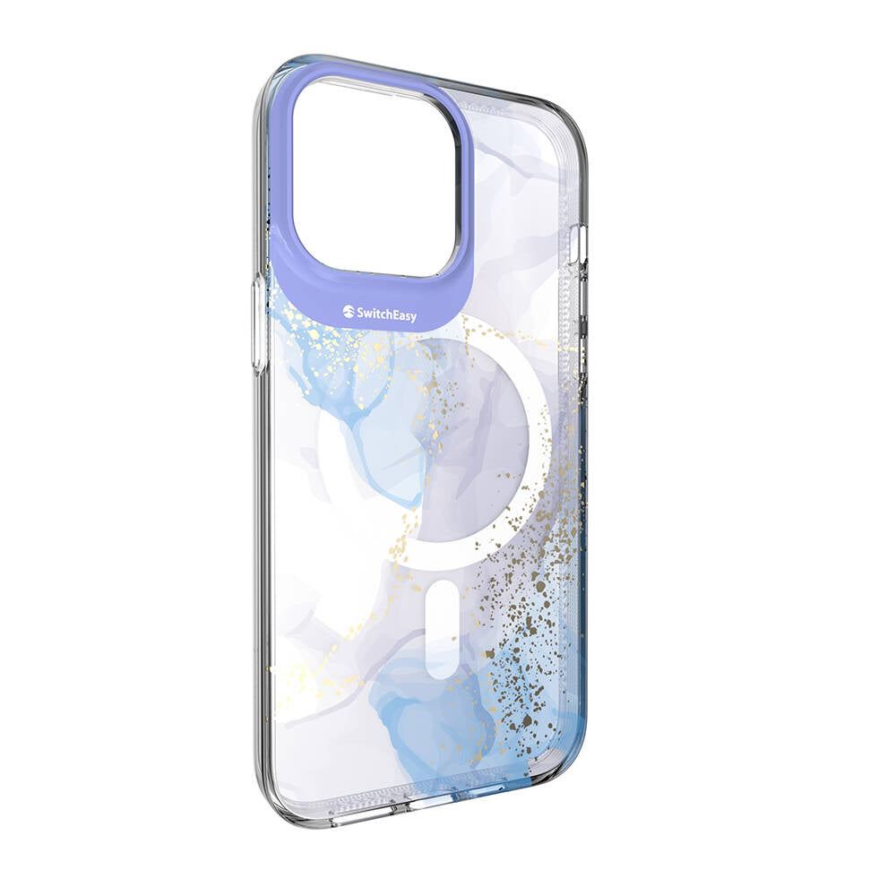 Apple iPhone 14 Pro Max Kılıf M-safe Şarj Özellikli Çift IMD Baskılı Lisanslı Switcheasy Artist-M Veil Kapak Mor