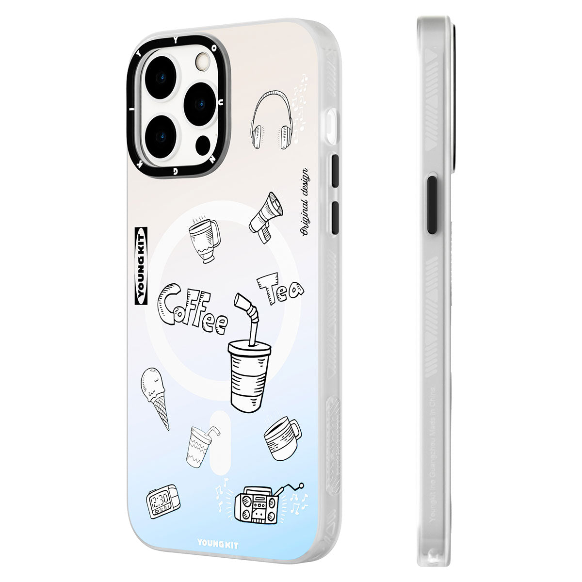 Apple iPhone 14 Pro Max Case M-safe Charging Feature Patterned Youngkit Plaything Series Cover Black