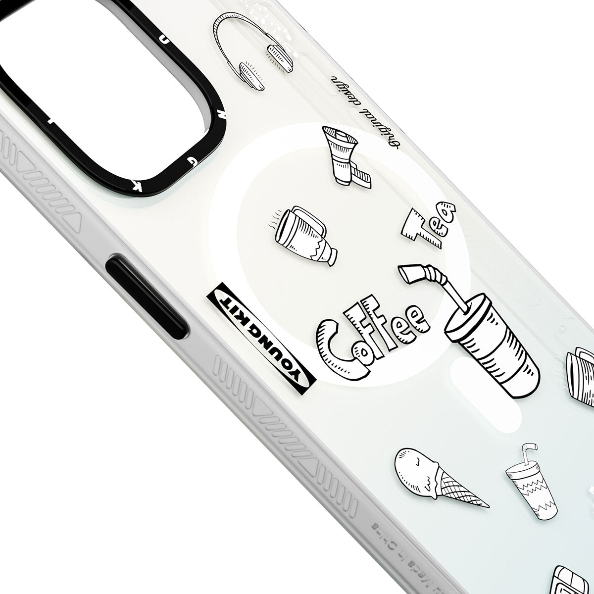 Apple iPhone 14 Pro Max Case M-safe Charging Feature Patterned Youngkit Plaything Series Cover White
