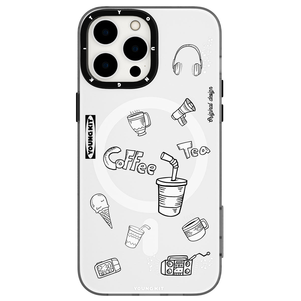 Apple iPhone 14 Pro Max Case M-safe Charging Feature Patterned Youngkit Plaything Series Cover White