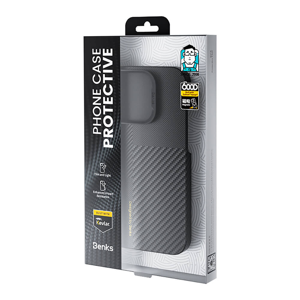 Apple iPhone 14 Pro Max Case M-safe Charging Carbon Fiber Benks Montage ArmorAir Kevlar Cover Black
